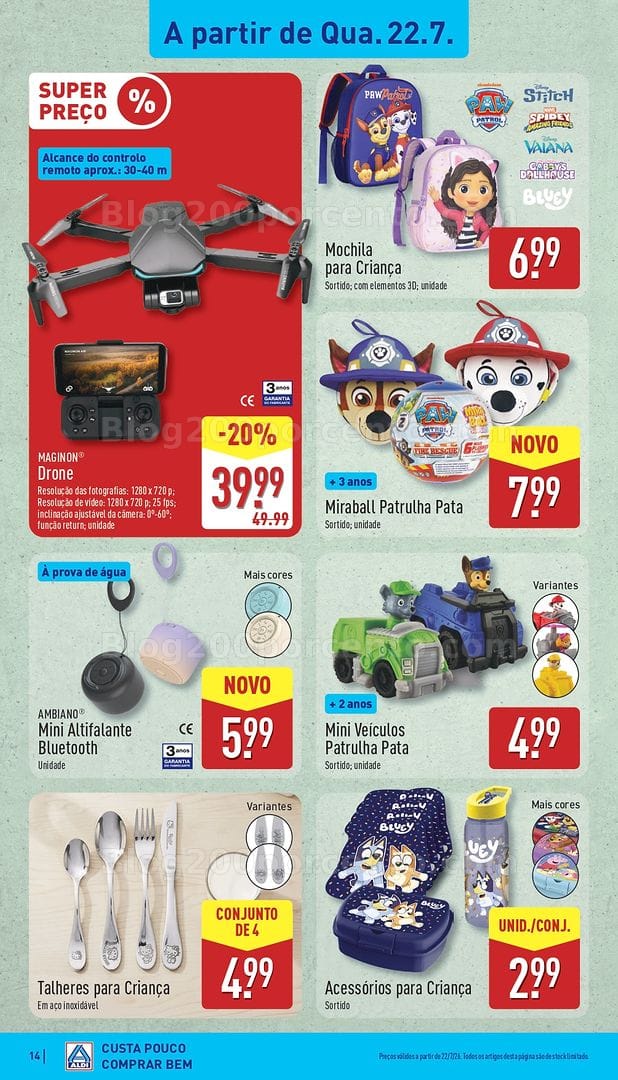 Antevisão Folheto ALDI Bazar Promoções de 22 a 26 julho